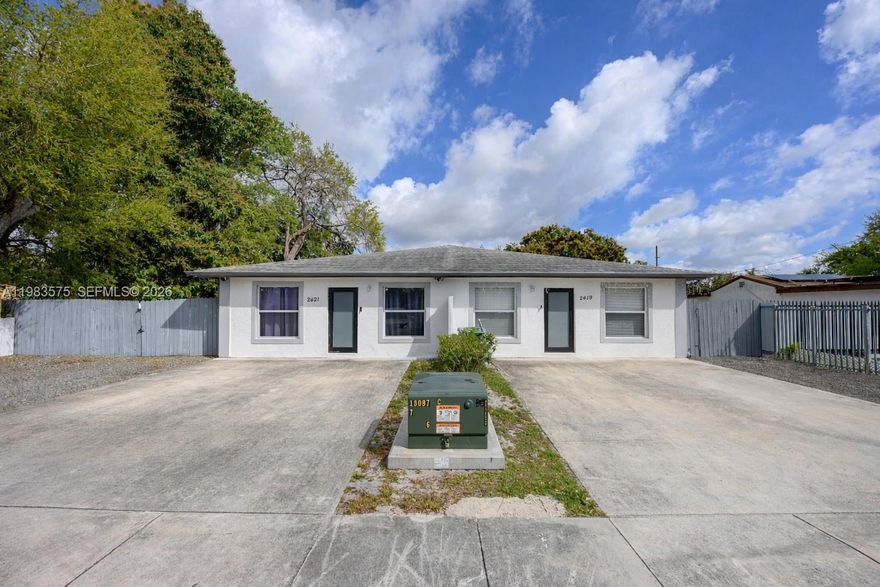 Investor opportunity! Well-located duplex built in 2020 offering strong income potential and excellent accessibility to major highways. Each unit features a 3beds/2baths with spacious living, dining, and family room areas. The kitchens offer a peninsula countertop, providing additional prep and seating space, equipped with stainless steel appliances. Additional features include laundry closets with washers/dryers, impact windows/doors, tile floors throughout, and large yards divided with privacy fences. This property is ideal for long-term tenants or owner-occupants looking to offset their mortgage with rental income.