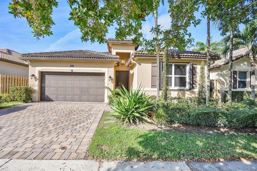 Move in ready! Very low HOA! Beautifully upgraded 4bedrooms 2bathroom, 2-car garage with AC & insulation Beacon model in the sought-after community of Hemingway Point. This elegant single-family home features modern finishes, designer chef-inspired kitchen with stainless steel appliances, marble granite, stone wrapped island with Led lighting. Porcelain tile floors throughout, custom stone accent walls in the living and dining areas, washer and dryer included. Spacious primary bedroom with tray ceiling, renovated spa-style bathroom with built in bench, double shower head, vanity with dual sink and double closet including walk-in. Accordion shutters, covered patio with modern fans & lighting, fenced backyard, and shed for extra storage space. Resort-style pool, clubhouse, playground, sidewalks, and green spaces. Upgraded home that also offers Ring doorbell, ADT alarm system, solar panel lights in the backyard! Great Location near turnpike, US1, dinning, shopping, Homestead Bayfront Park Marina and more.