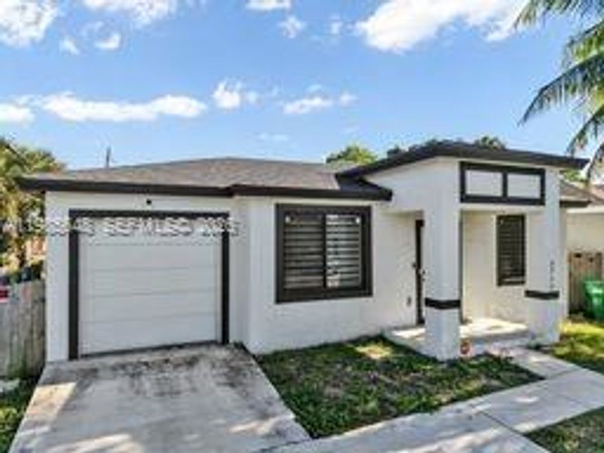 2023 New Construction 3 bed 2 bath 1 car garage, 1786 sq/ft with a large fenced yard. Modern white kitchen with quartz countertops and all stainless steel appliances included.  Porcelain tile flooring throughout. Large master bedroom with walk in closet. Includes features such as hurricane impact glass windows and doors, wall and ceiling insulation and energy efficient tankless water heater and air conditioning unit.  No association, not in a flood zone (X). House complete and ready for move in. Furniture will be included in the sale.