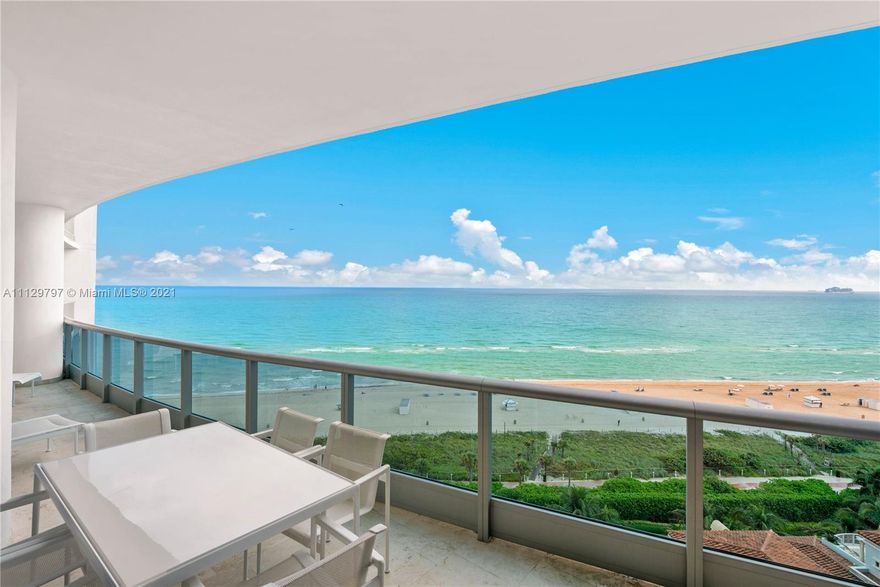 Spectacular direct ocean views from this spacious four bedroom flow through unit at the prestigious Bath Club in Miami Beach.  The professionally decorated nearly 4,000 sq ft apartment features a spacious master bedroom suite with two walk-in closets and an oversized master bath.  Three well appointed additional bedrooms with en-suite baths also have a separate terrace with beautiful sunset views.   The Bath Club is a five star luxury building with beautiful grounds, pool, tennis courts, gym, sauna and more!