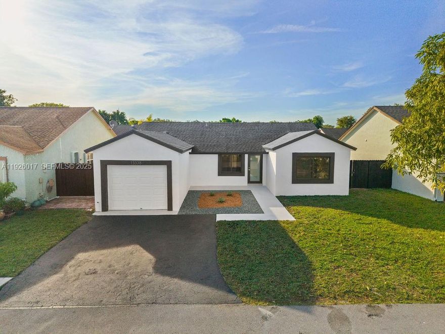 NEW ROOF. FULLY REMODELED 3BR/2BA, 1 Car Garage Home. Beautiful turnkey with a perfect layout property stunning custom kitchen with quartzite Calacatta countertops and new appliances, Impact Windows and doors, recessed lighting and new A/C system. The bathrooms shines with porcelain tile, new vanities and fixtures. The primary suit offer a walk-in closet and large glass doors to access the backyard. Move-in ready with timeless finishes throughout for a stylish living. Property has space for a Boat or RV. Centrally located near highways, stores, restaurants, malls and schools. Private community, includes pool, kids playgrounds, club house, trail for biking or walking and security guards.