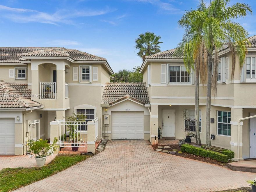 Freshly painted 3BD/2.5BA corner townhouse with 1-car garage in the gated community of Pembroke Isles. All bedrooms upstairs. Located in an A+ rated school district. Enjoy resort-style amenities including 24/7 security, renovated clubhouse, gym, yoga room, sauna, 3 pools, tennis, pickleball, basketball courts, soccer field, beach volleyball, and playgrounds. HOA includes landscaping, cable, internet, and security patrol.