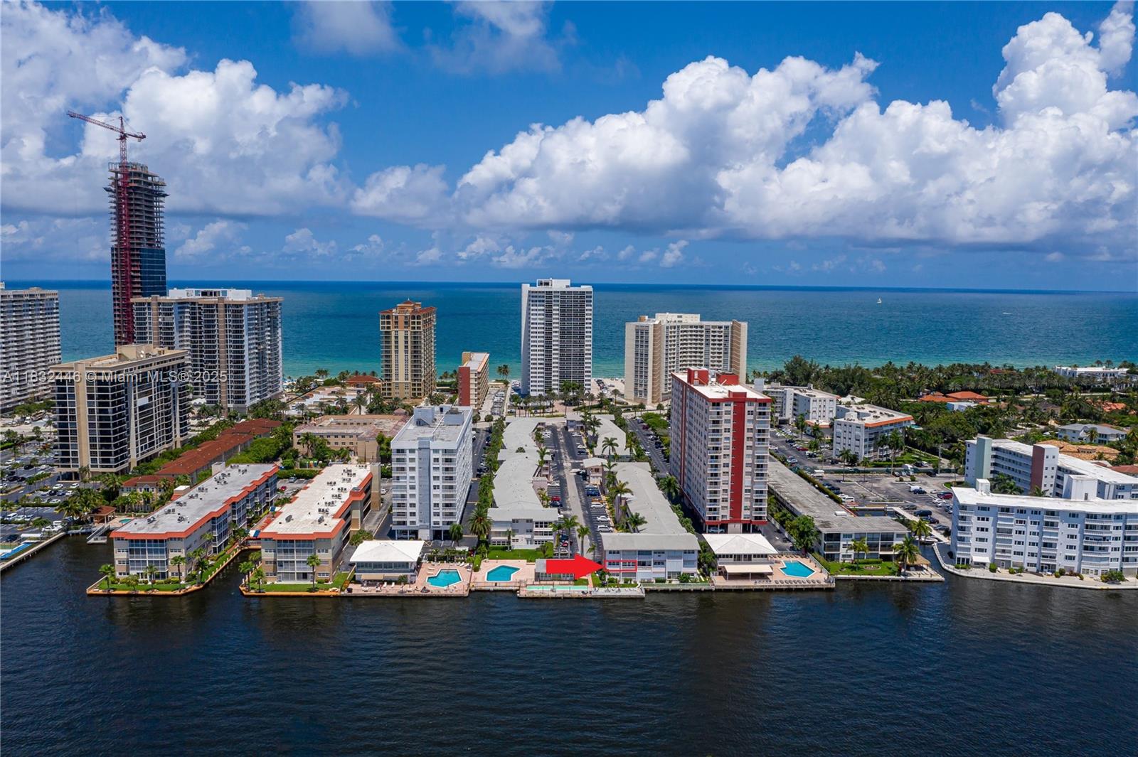 A very rare opportunity to own this 2/2, corner apt., furnished, beautiful kitchen and bathrooms, impact windows, and central AC. This is a great place to live or for a 2nd home. Walk across the street to the beach. The beautiful pool offers a serene retreat with a shaded area, chairs, and club house for gatherings. Don't miss the chance to own this coastal paradise! The complex is on the intercoastal waterways offering stunning views from your apt. of million dollar homes and yachts traveling by. The best late afternoon sunsets. Close to Aventura Mall, Gulfstream Horse Track with Casino, and dining. Free Hallandale bus service to shopping and more.
