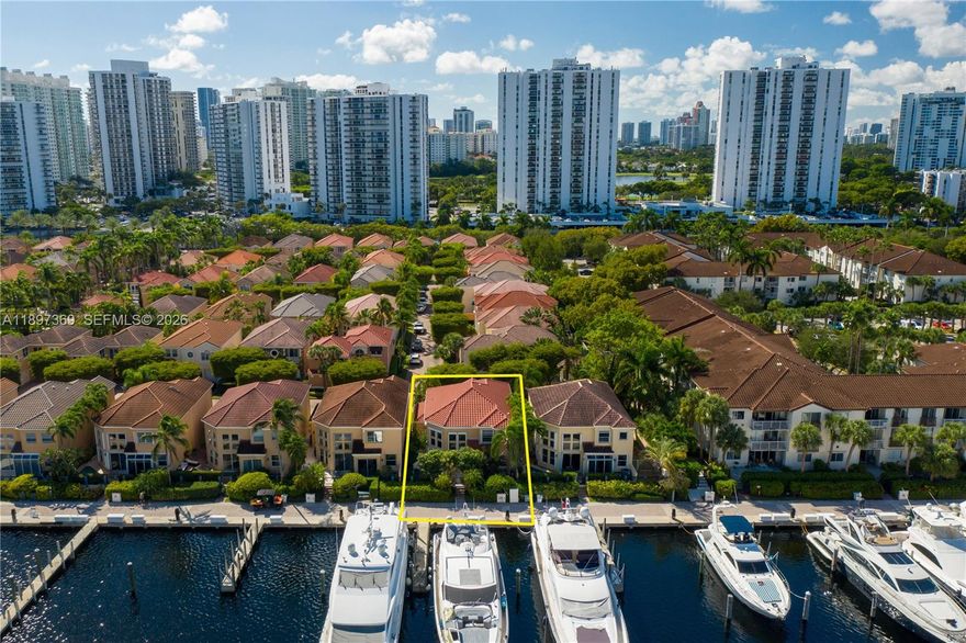 Rarely available waterfront home in Island Way, Aventura. Enjoy stunning marina views with intracoastal access. This elegant residence featuring 3 bedrooms, 3 bathrooms plus a loft (convertible to a 4th Bedroom), each with private bath and walk-in closet. Highlights include new 2024 roof, double-height windows, and two car garage. Gated community minutes from Aventura Mall, dining, and shopping; elegant, tranquil, and perfectly located.