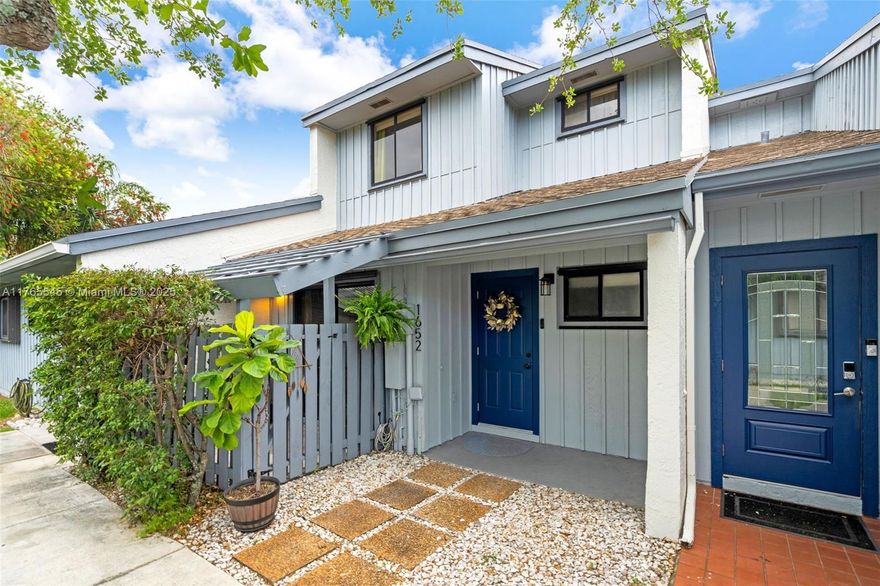 Adorable townhome East of Federal Hwy in Gated community. This hidden gem is situated just minutes away from Hollywood Beach boardwalk, the Fort Lauderdale airport, Nature Preserve, Public golf course, shopping & more. The eclectic style of the community, flows right thru the front door greeting you with vaulted ceilings and a sky light.Spacious kitchen area features a covered patio area right out your sliders. Perfect for growing flowers and herbs to cook with! Comfortable dining & living area. Another huge patio, screened in and easy access to the 'backyard' & pool right across the way. Master has a large walk in closet plus a balcony.Subway tile in shower + updated vanities.Pet friendly community.2 Parking spots. FHA & VA Friendly