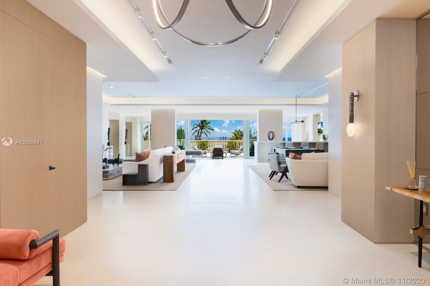 Encompassing over 12,000 Square feet of interior and exterior living space on exclusive and prestigious Fisher Island.
Unique Ground Floor unit with Over-sized terrace accessible from every room with spectacular Ocean views, Government Cut, and Miami Beach. Customized in its entirety, this plush 5 bedroom/5.5 Bath residence features White-Oak Wood and Limestone floors, custom  kitchen and lavish bathrooms with Watermark fixtures, Apparatus lighting and impressive 1,500 Temperature controlled wine cellar.
This unit sets a new benchmark for luxury and quality Designed by Ford Interiors and exquisitely furnished with Holly Hunt, Christian Liaigre, and Bespoke furnishings. Complete with state-of-the-art, fully automated Crestron Smart-Home system, Gym and Custom eco friendly fire place.