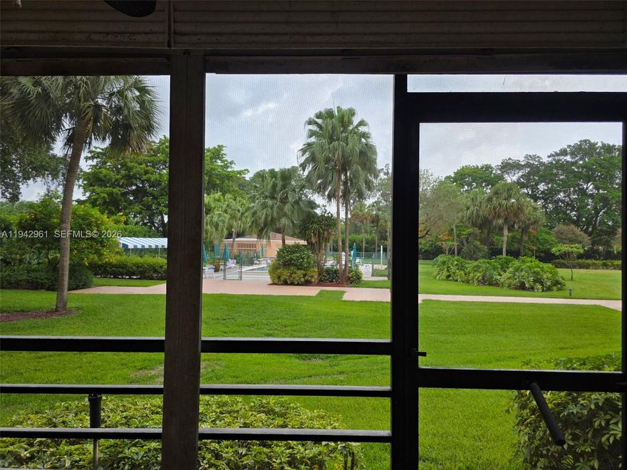 Amazing opportunity to own this rare one-bedroom, 1st floor unit with a garden and pool view located in the 55+ community of Park Place in Pembroke Pines. The unit featuring all tile and laminate throughout has been recently painted and ready for a new owner! The community has an abundance of amenities, including a Clubhouse with a 250-seat auditorium, 150-seat card/video room and 12-table billiard room. There are four geo-thermal heated pools for year-round enjoyment, eight saunas, six lighted tennis courts, and a brand new Internet Café. 40 year re-certification completed & money in reserves! Call today!