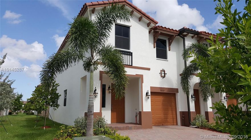 BRAND NEW CORNER TOWNHOUSE IN “GRAND BAY,” BE THE FIRST TENANT! BRIGHT AND ESPACIOUS UNIT, LARGE KITCHEN WITH STAINLESS STEEL APPLIANCES, PORCELAIN FLOORS (1ST FLR), NEW CARPET (2ND FLR). WASHER/DRYER, WINDOW TREATMENTS, LARGE YARD WITH PAVERS, 1 CAR GARAGE, NEAR A+ SCHOOLS, PALMETTO EXPRESSWAY & TURNPIKE.