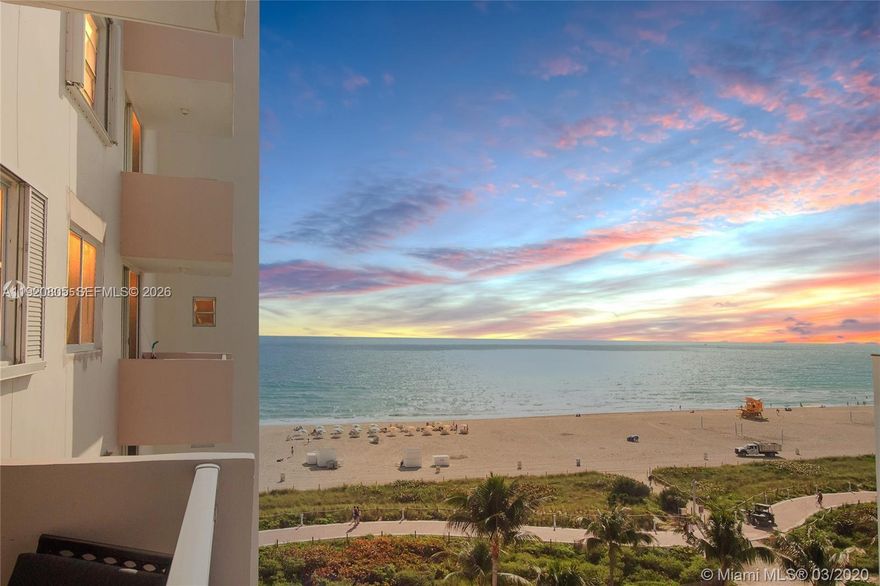 HIGHLY MOTIVATED SELLER>>
Step Into South Beach Paradise — Ocean Views + Balcony + Beach Access
Experience the best of coastal living in this beautifully updated 1-bedroom condo perfectly positioned on Ocean Drive in the highly coveted South-of-Fifth neighborhood. This bright, inviting home features a private balcony with tranquil coastal breezes and soothing views of the shimmering Atlantic, creating a relaxing escape just steps from the shoreline.

Inside, you’ll find a thoughtfully designed open layout with stylish tile flooring, modern cabinetry, upgraded countertops, stainless-steel appliances, and a convenient smart thermostat for effortless comfort year-round, and impact windows and doors for added safety and peace of mind. . The sunlit living area offers a warm, welcoming atmosphere whether you're unwinding, hosting guests, or working remotely with the beach moments away.

The building enhances your lifestyle with 24-hour security, direct beach access, an oceanfront pool, updated fitness room, modern lobby, sauna, paddleboard storage room, and with a newly constructed BBQ and gathering space for residents to enjoy the beachfront experience.  Move-in ready and tastefully furnished, this residence captures everything that makes South Beach special — coastal charm, modern upgrades, and unbeatable walkability — all wrapped into a stylish oceanfront retreat.