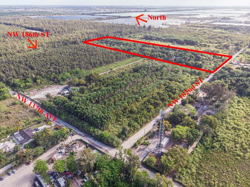 Opportunity knocks! Longtime owner has decided to sell. Highly desirable location of dynamic growth (1.5 miles to the proposed American Dream Miami megamall and entertainment complex). Property fronts NW 186th St and has a second entrance on NW 182nd St. Easy access to Okeechobee Rd, US #27 & Krome Ave. Currently a wholesale nursery (does not include inventory) with electric and 2 wells (one of which is deep water).Also selling Folio 30-2911-001-0251 (MLS#A11174412 /$6M) west if the subject property and gives opportunity to retain nursery and lease for storage of trucks/RV's. Both Folios $12M.
Information believed to be accurate but not warranted. Buyer's agent to verify.