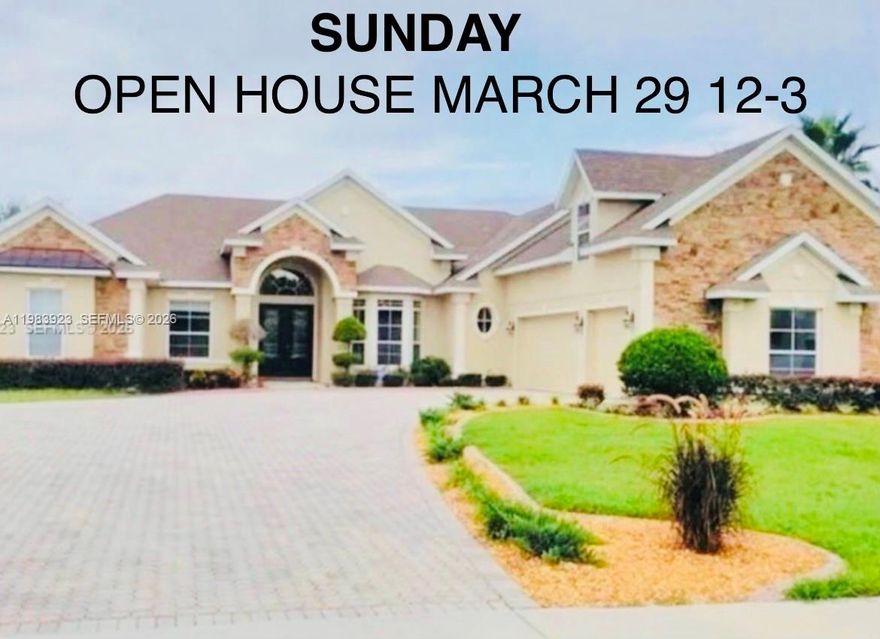 Welcome to this one of a kind 5-bedroom 4-bathroom pool home, located in the highly sought-after gated community of Glen Abbey Club.
Situated on a desirable corner lot, this spacious residence features an oversize 3-car garage and a beautifully paved driveway with ample parking for guests.   From the moment you walk through the elegant double glass doors, your greeted by soaring ceilings, intricate architectural details, and stunning chandeliers that create a sense of warmth and sophistication throughout the home.
The heart of the home offers a cozy family room with a gas fireplace, perfect for relaxing evenings.  
The kitchen is both functional and inviting featuring rich wood cabinetry, granite counter tops, and central island ideal for gathering and entertaining.
The Luxurious primary suite is a true sanctuary, complete with soaking tub, separate shower, double vanity, and two spacious walk-in closets.
This thoughtfully designed home also includes: *A convenient cabana bathroom with pool access *A Jack and Jill bathroom connecting two bedrooms, complete with a bathtub *A privet upstaters suite with its own bathroom-ideal for guests or a game room.
Additional features include a Tesla Universal EV charger with an available power share home backup system adding modern convenience. 
Golf cart friendly community one minute drive to Glen Abbey Golf Club.
If you've been searching for a spacious, elegant home with premium features in a prime location-you have arrived.