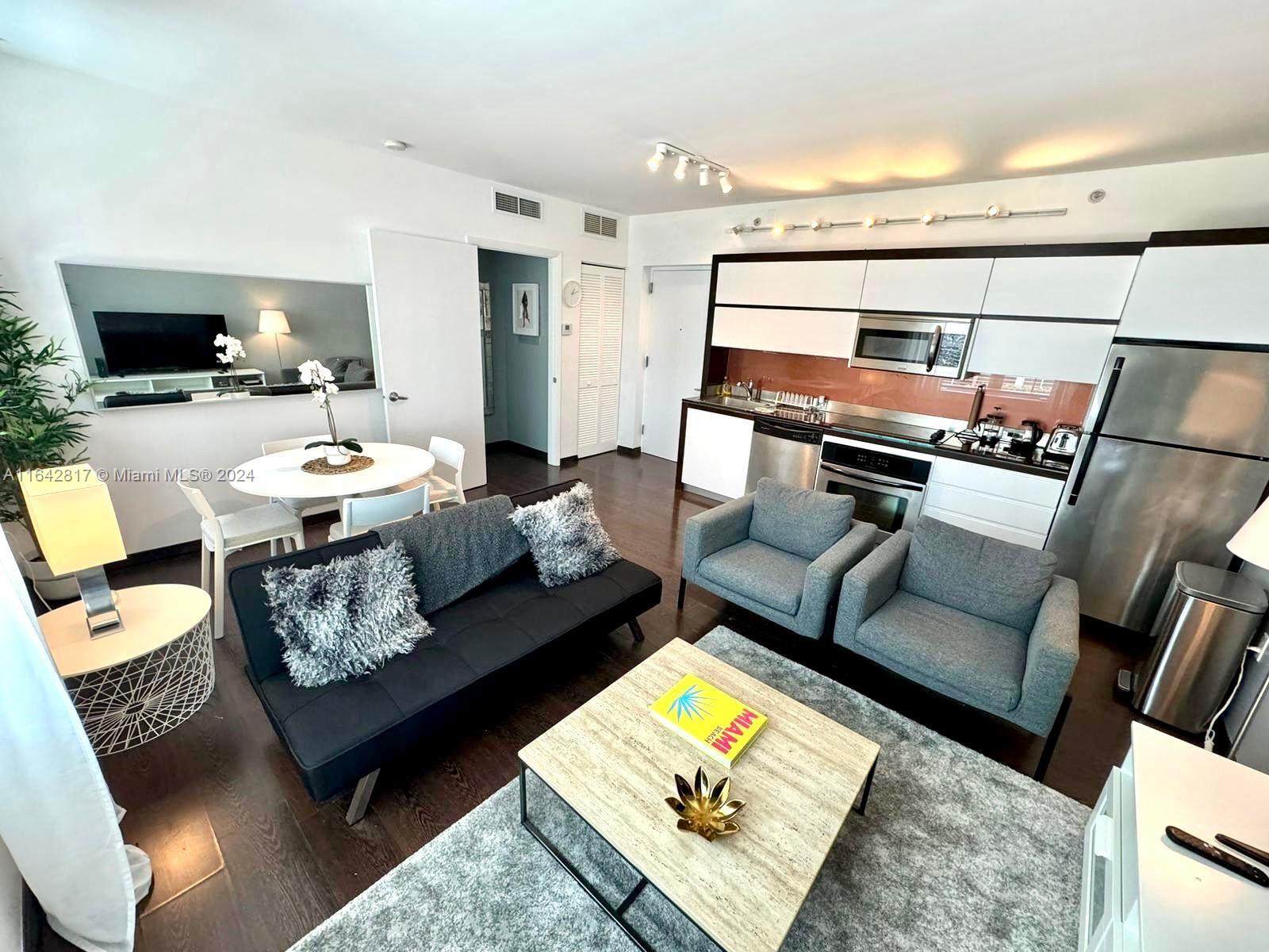 Retro charm meets modern beauty at this unique turnkey 1 bedroom, 1 bath condo at the heart of Collins Park neighborhood, in South Beach. Plenty of natural light throughout, modern kitchen open to living and dinning areas. Large bedroom w/ in-suite bathroom. Plenty of closet space. Washer & Dryer in unit. This unit is located at the charming historic Art Deco Governor building, and offers privacy, security and charm. 1 Assigned covered parking. Walk to restaurants, shops, art venues, convention center and beach where concierge beach service awaits. Enjoy 2 swimming pools with cabanas & showers, private gardens with fountain, full gym, private spa, entertainment/game room, 24 hr concierge and security, free valet parking for guests. Short term rental. The perfect Miami Beach pied-a-terre!