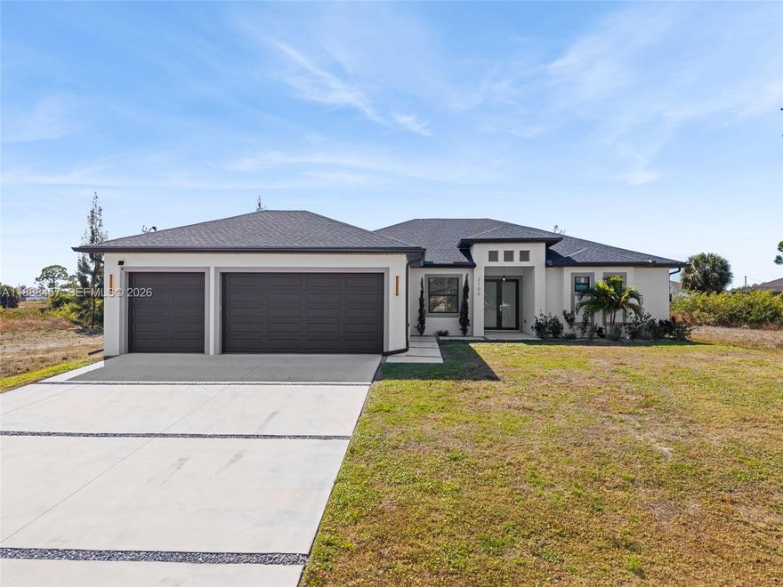 YOUR LITTLE PIECE OF PARADISE AWAITS! Discover this stunning custom-built Cape Coral home featuring 4 bedrooms (master suite with dual walk-ins & shower), private den, 3 baths, and gourmet kitchen with top appliances, custom counters, and cabinetry. Enjoy a 3-car epoxy garage, open layout, outdoor kitchen, private dock, space for a pool, and canal views. Impact windows, sprinkler system, and minutes from dining, shops, and beaches. Don’t miss this Florida lifestyle gem!