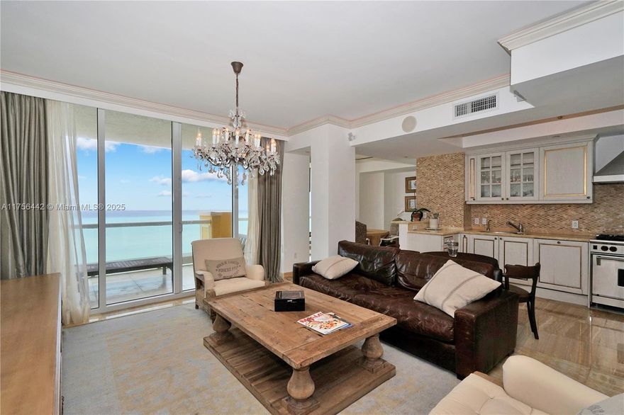 Gorgeous spacious 3 bdr/3 bath with beautiful ONYX flooring through all out, tastefully furnished and decorated. Big light bedrooms, roomy living room, office area, dining room, breakfast table, great fully equipped kitchen, big laundry room. Unit features 2 balconies: one with the spectacular direct ocean views, second - beautiful intercostal & bay views. Owner will sure enjoy valet parking, gym, SPA, restaurants, beach service, 4 swimming pools, 24hr room service, concierge and more. Upscale living for a sophisticated client.