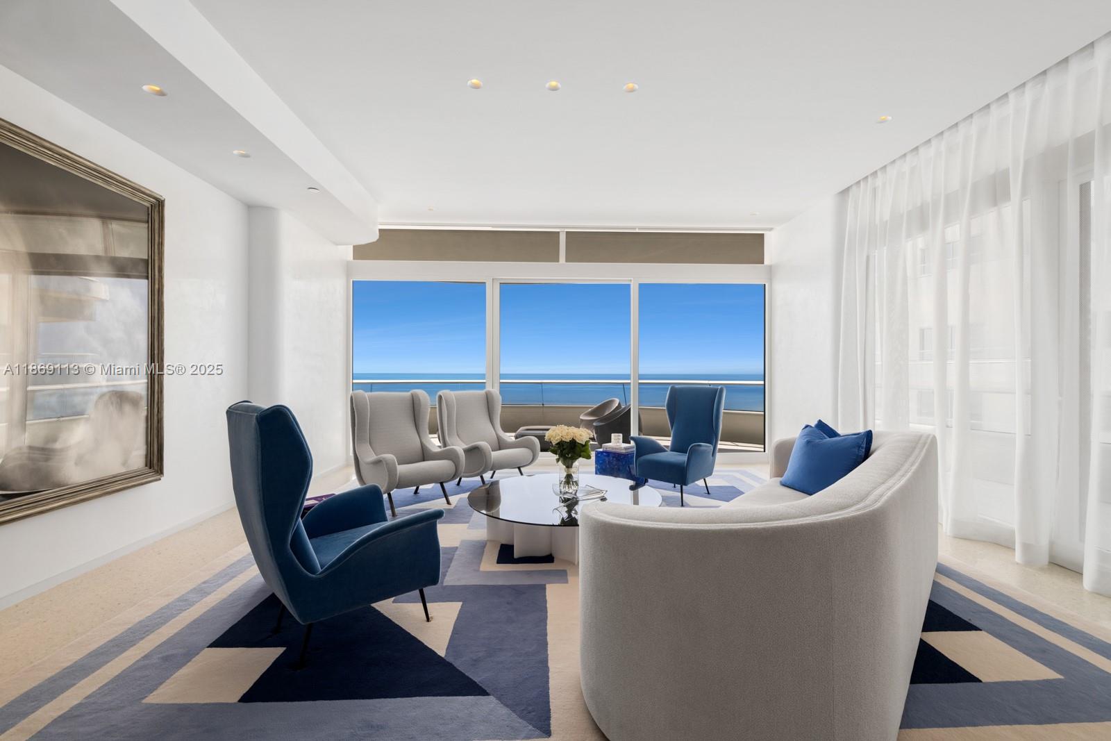 Finesse at the Faena House! This truly customized oceanfront residence blends timeless design with unrivaled service. KA Design Group curated every meticulous interior detail featuring minimalist stucco walls, terrazzo & oak flooring, custom drapes and closets, and a bar nook wrapped in leather. The white contemporary kitchen and primary bath are sleek statements that define this Foster + Partners masterpiece. An upgraded Crestron system seamlessly integrates lighting, climate & media. The ‘alero’ terraces span 1,300SF capturing stunning ocean vistas and creating unparalleled indoor–outdoor flow. Beyond the privacy of the home, residents live in a 5-star setting featuring a world class spa, fitness center, oceanfront pools, beach club, and celebrated dining and cultural experiences.