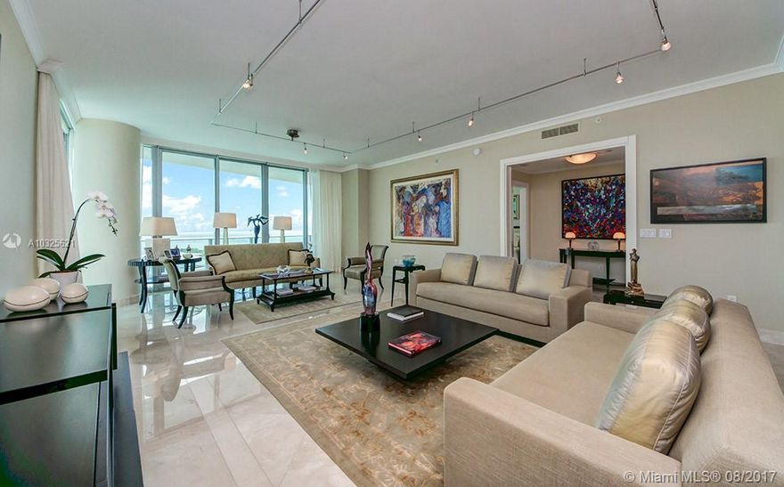 Incredible corner unit with flow through east-west floorplan overlooking The Bay & Marina. This immaculate residence offers 4 bedrooms plus maids quarter, 5 full bathrooms, 1 guest bathroom, laundry facility and four balconies. Impeccably maintained marble floors and Italian doors throughout, chefs kitchen with oversized island, large wine cooler, incorporated Nespresso machine, Zub-Zero, Miele and Bosch appliances. Master suite features double door entrance, gorgeous water views, large bathroom with Calacatta Marbel, separate shower and Jacuzzi tub with spacious walk in closet. Come and enjoy this Majestic residence in one of Miami most prestigious neighborhoods.