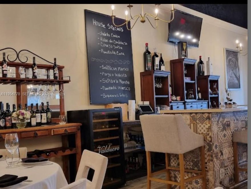 Confidentiality Required. Do not disturb employees. Profitable Spanish Restaurant in Iconic Calle Ocho/8th St.
2,700sf plus 60sf outdoor. Restaurant besides tables has a deli fully operating, Spanish products on display and a wine store. Fully equipped kitchen, Beer and Wine licenses included. Business was opened 18 years ago, and it has a great number of loyal customers. Superb location with Brickell just steps away.
Restaurant is inside a strip mall with plenty of free parking.