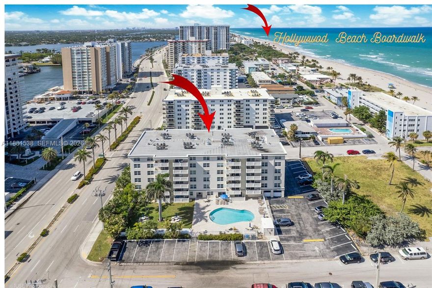 Own a slice of paradise at this stunning condo, just steps from the world-famous Hollywood Beach! A seaside oasis in a Beachfront location. Renovated guest and master bathrooms. The Open-concept kitchen is perfect for entertaining or casual meals. Versatile space, dining area or breakfast nook? You decide! Spacious living room for relaxing in style together with a quiet residential building. Beautiful wood floors throughout, Impact windows and sliding glass door, Enjoy the view worry-free. Private storage area. Unwind and connect at the sparkling pool. BBQ area.  Ideal place for full time living or seasonal escape. Make it your permanent home or vacation getaway. Small pets are welcome, bring your furry friend along. Don’t miss this opportunity to own your piece of the beach! Building has reserves, 40 and 50 inspections completed.
