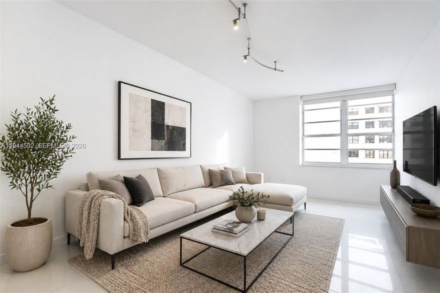 Beautiful fully renovated jr one bedroom in Decoplage condo, the best location in south beach! The apartment features white glass ceramic floor all over, full Italian style kitchen with stainless steel appliances, glass shower with stone mosaic floor. Well divided, the bedroom fit 2 queens beds, plenty of light, Exceptional for investment or second home, it can be rented at $3000-4000 a month, depending on the length of the stay and the season. Right to park 1 car thru valet parking, tv cable and Wifi  included in the HOA payment. Lease policy min 30 days at the time. *VIRTUAL STAGING*
Financing possible with min 25% down payment.