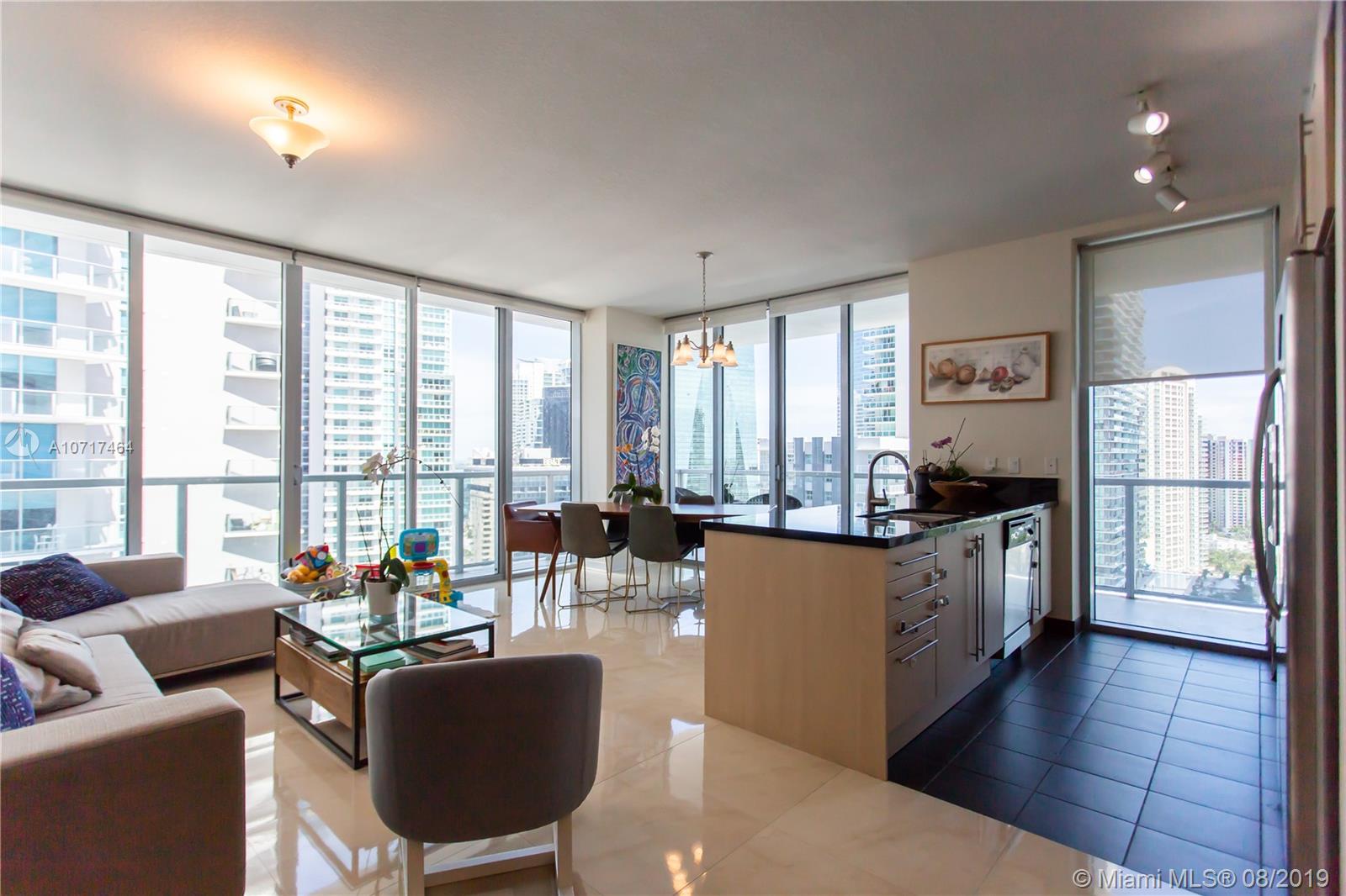 Spectacular 2 Bed / 2 Bath corner unit with impressive city Views. Floor to ceiling impact windows. Wraparound balcony. Modern, open kitchen with stainless steel appliances and granite counter-top. Tile and wood flooring. 2 PARKING SPACES + STORAGE. State of the art amenities including gym, business center, sauna, Jacuzzi, steam room, 2 pools, Spa, Party room, and Kids room. 24 Security and valet. Perfect location, walking distance to delicious restaurants, supermarket, pharmacy, most banks, the newest Brickell city center and much more. Metro station downstairs. Don’t miss this great opportunity!