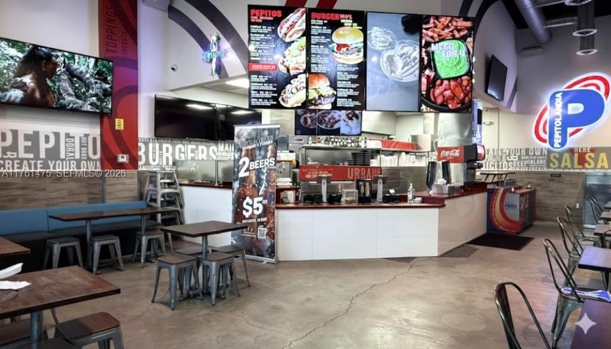 Turn-key ready, well-established, second-generation Fast-Food Restaurant in Doral. You may qualify for an E2 Investor VISA for up to two families. This fully functioning, modern, and equipped restaurant is a golden ticket to bypass months of setup, permitting, and inspections. All equipment is top-tier, updated, and in excellent condition: hood, grease trap, walk-in freezer, refrigerators, etc. With over a decade of successful operation, you have the option to continue under the well-known brand (available at an additional cost) or introduce your own concept, expediting your business launch. Benefit from extended operating hours, high traffic, and ample parking. The sale includes all equipment, furniture, inventory, and the lease rights (Asset Sale only, Real Estate not​​‌​​​​‌​‌​​​‌‌​​​‌‌‌​​‌​​‌‌​​​​ included).