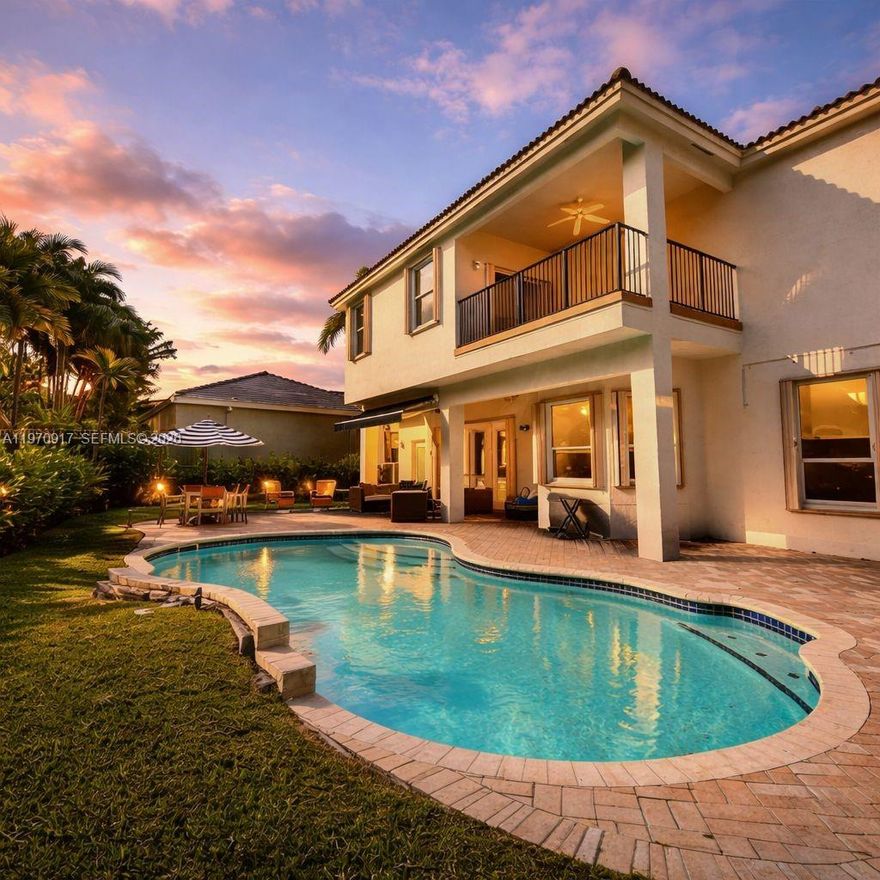 Exquisite 2-story estate in the heart of Weston Hills.This home offers the perfect blend of luxury and security, featuring 4 beds+Den. and 4 full bath. Customize kitchen fully equipped with luxury appliances, all bedrooms with walking closets. High-End luxury impact windows and private pool and patio area. Best of all, enjoy access to TOP A+ schools. Experience the pinnacle of Weston Hills. SELLER MOTIVATED !! Don't miss the opportunity.