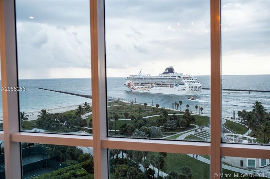 This prized southwest corner 04 line beautifully done apartment is now available. Experience both the sunrise and sunset from it's extensive wraparound terrace with  magnificent views of the ocean, government cut, passing cruise ships and downtown Miami.  Seize the opportunity to own this premier stunning residence with spectacular views and outdoor space at the Continuum South Tower. 1004 can be combined with 1005 to create a single spectacular 4161 sqft  apartment.