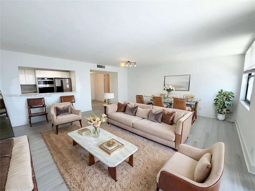 New floor. This fantastic condo in the heart of Aventura at the prestigious Williams Island offers breathtaking water and skyline views. Situated just minutes from the beach, dining, nightlife, Hi-Lift Marina, and the Brightline train station, it is a perfect location for those looking to enjoy the vibrant city life. Biscayne Cove is a full-service community that provides a range of amenities. These include a 24-hour concierge, cable, water, 24/7 security, valet parking, two swimming pools, a jacuzzi, sauna, tennis and basketball courts, a fitness center, and much more. The unit also has one assigned covered parking space and a laundry room conveniently located on the same floor by the elevators.