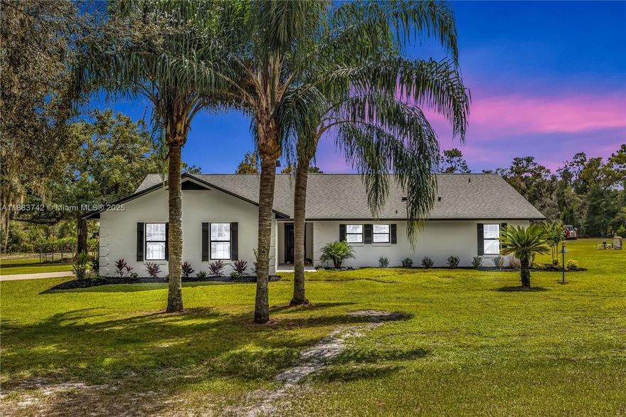 Gated concrete block pool house on 5 acres!!  Beautiful, electric gated entrance with professional landscaping.  Fresh exterior paint, 4 board fencing along front of property and horse pasture.  Bring your animals and toys!  Close to Orlando and Daytona Beach. Enjoy the picturesque community of Lake Helen.  Quiet and peaceful but a short trip to the beach.  Cozy open floor plan with a large kitchen.  Must see to appreciate.