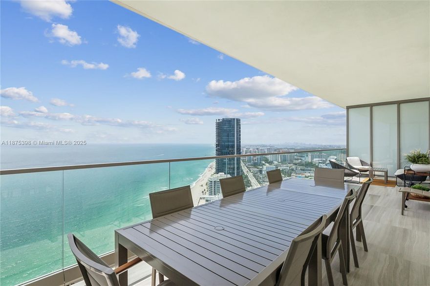 Spectacular Direct Ocean Views from this FULLY FURNISHED, designer decorated, 4 bedroom 5 1/2 bath Armani Casa masterpiece! Flow through unit with 2 extra-large balconies, direct Ocean, Intracoastal and City views. Floor to ceiling glass windows. Armani designed a modern kitchen with top-of-the-line Wolf Ovens, Cooktop & Espresso Machine, Sub-Zero Refrigerator & Wine Cooler. Spectacular luxury amenities: Oceanfront Resort Style Pool, Beach Service, Restaurant, Coffee Bar, State-of-the Art Fitness Center, 2 Story Spa, Children's Play Lounge. Exclusive luxury living at the finest!