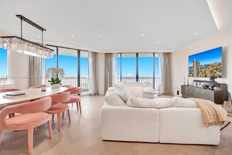 Welcome to this one-of-a-kind residence at the prestigious Williams Island. Perched on the 22nd floor, this spacious 2-bedroom plus den, 2.5-bath condominium offers sweeping ocean and Intracoastal views.
Fully turnkey and exquisitely furnished, the home blends modern elegance with timeless Restoration Hardware décor and high-end designer finishes throughout. The stylish kitchen features, top-of-the-line appliances complemented by retro checkerboard flooring.
The serene primary suite includes a generous walk-in closet and direct access to private balcony.
Residents of Williams Island enjoy world-class amenities, including a heated pool, jacuzzi, fitness center, tennis courts, fine dining restaurants, a luxurious spa, salon, and much more—offering the ultimate resort-style lifestyle.