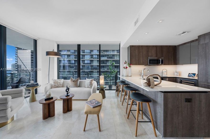 Rise at Brickell City Centre is a 43 story luxurious tower in the the heart of Brickell with direct access to exclusive shopping mall. Offering a spacious open layout with floor to ceiling windows, electric blinds/blackouts, Italkraft kitchen cabinetry, Bosch stainless steel appliances, marble floors throughout and an extended balcony with panoramic city views. Buildings amenities include a 1 acre amenity deck wrapping around your tower including an indoor/outdoor fitness center, swimming pool (pool service), BBQ grill, pergola, hammam spa, children's room, party room, business center, 24 hour concierge and valet. Rent includes cable, internet, water, one parking space and 4 complimentary guest valet per day!