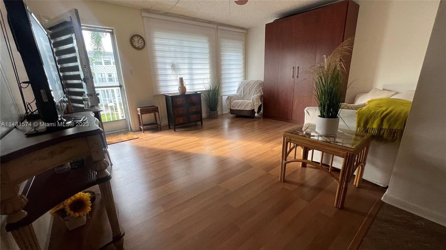 Ready to movie unit. Has everything you need for comfort life.
1 bedroom and 1 bathroom. Living room has a sofa and murphy bed. Very clean and secured complex. Motivated owner, unit has mobil washer machine. 55+ co-op.  Contact listing agent to schedule showings