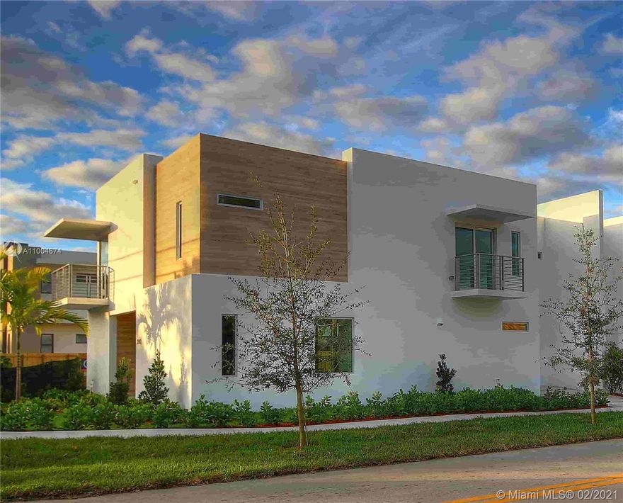 New construction duplex/townhouse 2268 sqft property in historic and desirable Coconut Grove, just minutes from Brickell and Downtown Miami! Development in this area is robust and continuous, with many new construction properties on every block. This corner block and corner lot unit allows for a unique and spacious dual-frontage layout, with a living space twice the width of other units. Elevated firewall means no HOA, and unit HAS APPRAISED! High-demand and strong rental rates make this a solid long-term investment with low overhead. Complete concrete construction, impact everything, zone X, high-end appliances and finishes, and an expansive layout with en suite baths in every room create an amazing and original living space with four directions of natural light! Upgrades are available!
