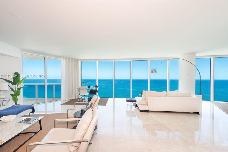 AMAZING OCEAN OCEAN VIEWS FROM THE 32TH FLOOR!!! FULLY FURNISHED UNIT. Private Foyer. Huge living area with direct ocean views from floor to ceiling windows. 3 bedrooms with DIRECT OCEAN views & 3.5 BATHS. European Kitchen with Miele appliances and subzero refrigerator. Marble Floors. 10 FT ceilings. Amenities: fitness center, spa, massage rooms, complimentary breakfast room, wine & cigar lounges, theater, party room, 4 tennis courts. Beach Service & Pool restaurant. 24 hs security, Valet Parking, Lobby Attendant and Concierge. AVAILABLE JULY 1, 2026.