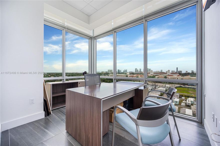 Boutique law firm in Aventura-Hallandale Penthouse, Class 'A' building, seeks to share office space with small professional firm. Offering one (1) Fully furnished Executive Private Office for one (1) tenant. All with bright floor to ceiling windows; approximately 200 square feet. Wide views of downtown Fort Lauderdale, Hard Rock & Gulfstream. Amenities: Covered garage parking, on-site café/restaurant, 24/7 access in secured building (Shared expenses for FPL). Location Perks: · Easy access to I-95 · Close to Aventura Brightline Station · Minutes from the beaches Perfect for attorneys, CPAs, and consultants seeking a convenient, professional space.
