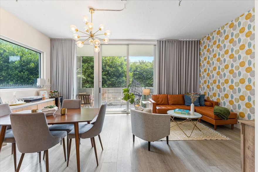 Chic and modern loft with a private yard located in the heart of SOBE. This 2 bed 2 bath comes completely furnished and features high ceilings, wood floors throughout, lots of windows and natural light. The second bedroom/office is equipped with a pull out bed. Spacious balcony with a spiral staircase that leads down to your own private green space. Montclair offers a boutique feel with a rooftop pool area and centrally located adjacent to Lincoln Road, the Convention Center, restaurants and ocean. Unit comes with 1 covered parking space. Available starting October 30th for 2-3 months rental only.