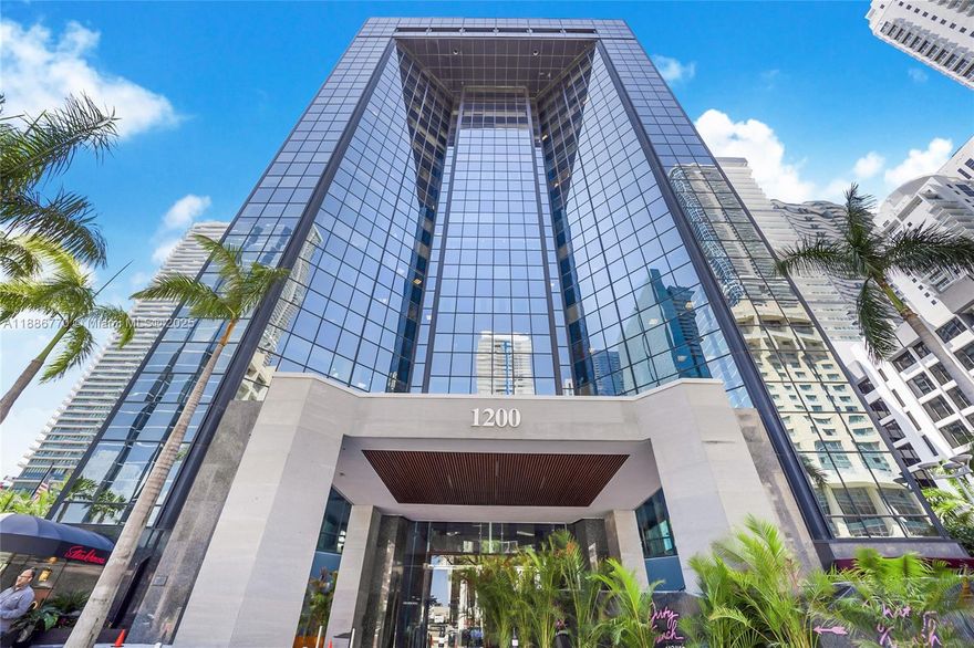 Rarely used space that shows like brand new @ sought-after 1200 Brickell Avenue Office Condo. This NW corner exposure offers great urban views and plenty of natural light. The space was completely gut and built back by current owners for their Miami HQ. The space spans over 2182 RSF and it's accessed through a double glass door with elevator landing exposure. There is a generous reception and waiting area with direct access to the conference room. A wide corridor leads into two (2) principal offices with space to accommodate a small meeting table and two (2) junior offices. In addition there is an open space that currently houses four (4) workstations, a copy/server room and an enclosed kitchenette.