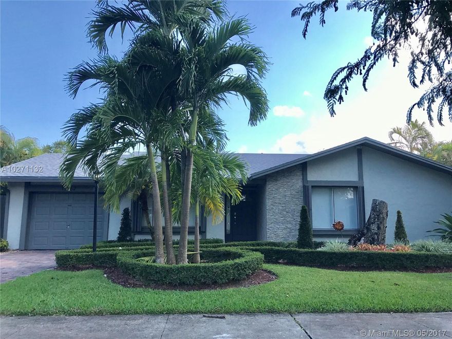 Gorgeous one story home in Calusa Club Estates. The house is located in a great neighborhood and it is close to Calusa elementary school, shopping centers, and more. This house has been upgraded, it has a beautiful kitchen with stainless steel appliances and granite countertops, brand new bathrooms, french doors, brand new AC unit, gorgeous pool with a beautiful patio, great lighting, awesome landscape and much more. This home offers an awesome entertainment area. You will fall in love with this house and the best part is that the landscaping and pool maintenance is included in the rent. Pets are welcomed.