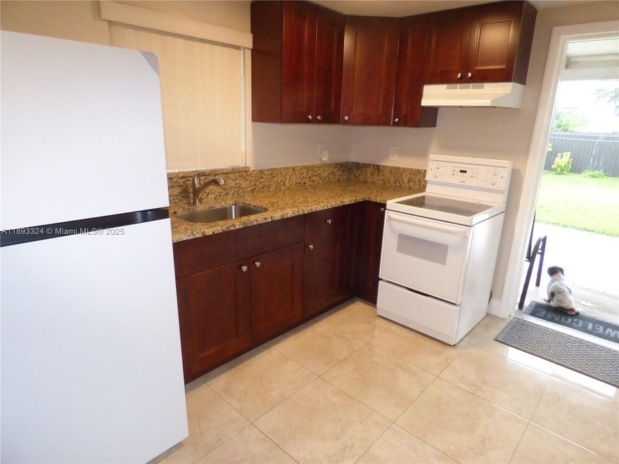 Studio Apt. Fully Furnished. Just Remodeled. Landlord Pays all Utilities & Internet. Hurricane Impact Windows. New Kitchen with Granite Counters. Stunning Bath. Upgraded Ceramic Tile Floors. Big Patio. Large Fenced Backyard. Reserved Parking Space. No Pets