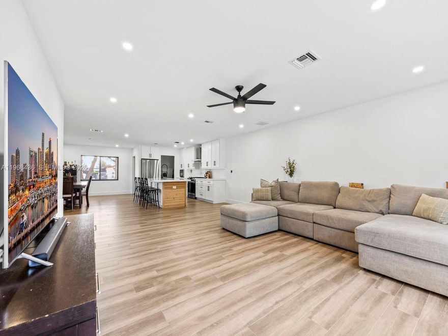 Don't miss out on this beautifully upgraded 4 bed, 2 bath home in Cutler Bay. Enjoy abundant natural lighting
through the home's impact windows and doors (2023). The elegant porcelain flooring will lead you to a bright and
spacious family room, perfect for entertaining, overlooking the sparkling pool. Fall in love with the open concept
kitchen featuring sleek Samsung appliances, a gas range, and an oversized island. Dedicated laundry room, ample
storage in bedrooms, both bathrooms fully renovated (2022). This home proudly boasts major updates including a
2025 electrical panel + new baseboards, 2023 kitchen + floors + recessed lights + brand new AC duct work, 2022
tankless water heater, and 2021 roof. Step outside onto the patio, a blank canvas ready to become your dream
backyard oasis.