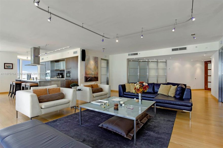FROM SNOW TO SAND, THE MIAMI BEACH SUN AWAITS YOU. Residence 401 at the Blue Diamond offers a low-floor, townhome vibe with the ocean just outside your door. This completely reconfigured home—originally a 3-bedroom, 3-bath—has been transformed into a spacious 2-bedroom, 2-bath with an open floor plan designed for entertaining. Floor-to-ceiling windows frame breathtaking ocean views, while the wraparound terrace lets you hear the waves, feel the breeze, and smell the salt air. Features include stainless steel appliances, hardwood floors, handsome finishes, brand-new electric shades, a split floor plan and two parking spaces. Offered fully furnished; available November 1; flexible lease terms (6 months or 1 year). Easy to show. Move right in, pull right up—your season in the sun starts here.