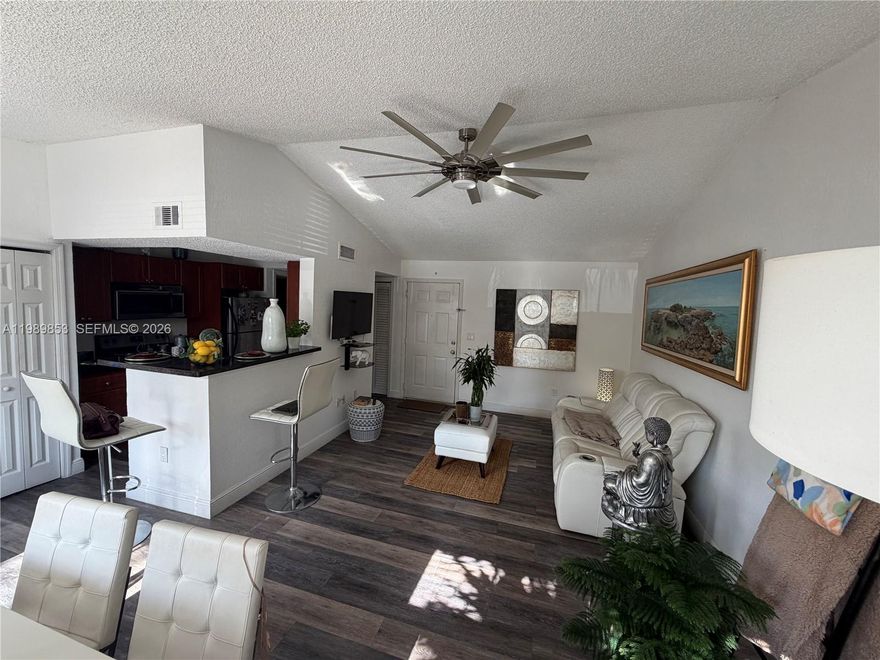 Located in the West Kendall, this 1 bed, 1 bath home features stainless steel appliances. Walk-in closets, an open living space, with a  screened patio.  Amenities like The Hammocks Town Center, West Kendall Baptist Hospital, & outdoor recreation. HOA has reserves seller paying current assessments at closing. Due to current ownership structure at Vista Lago minimum down payment requirements may apply per lender guidelines.