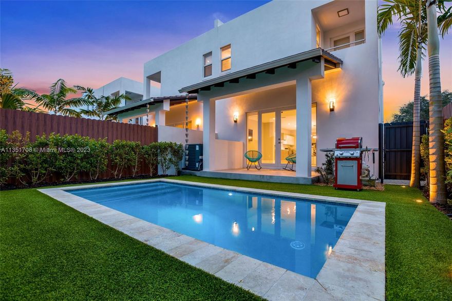 Furnished & Ready for Move In! Modern and spacious 4 bed 3.5 bath townhouse with POOL and a covered patio in the backyard. Open floor plan with top of the line finishes and tons of natural light. Located few minutes away from Coral Gables and the Miami International Airport. Nearby restaurants, shops, supermarkets, pharmacies and much more. Pool and landscaping services included in the monthly rents asking price. Pictures from model unit.