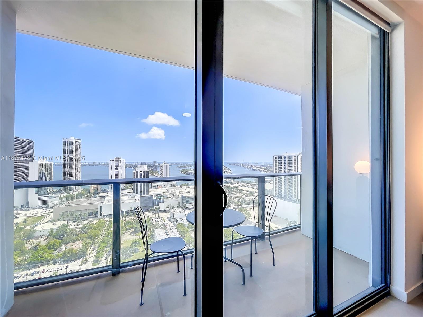 Step inside this designer-like furnished and spacious, almost 600 sqft, studio in the A&E District with a spacious balcony and 180 degrees of skyline and water views from every corner. The generous kitchen with SS appliances, grand bathroom, and spacious closet is perfect for a seasonal or year-round resident/s desiring to live in the heart of the city and enjoy endless 5-Star amenities including 3 Pools with a rooftop, over 3000 sqft Gym, Massage & Yoga rooms, Racquetball Court, Spa, Sauna, Private Screening & Movie rooms, Game and Work/Bar Zones. Minutes to Wynwood, Midtown & Design District, Miami Arena, Adrianne Arsht Center, Perez Arts Museum, and Brickell. 15 minutes to SOBE or MIA Airport. Rent includes Water, Garbage, Wi-Fi, Parking, and Cable.
