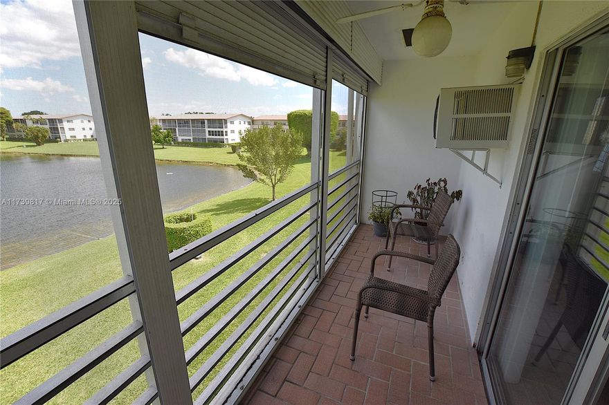 Large 1/1.5 with amazing lake views. Internet, water, and cable are included with maintenance dues. Enjoy peace and serenity on your large private screened-in patio overlooking the lake Spacious amenities include a 125,000 sq ft clubhouse with a performance theater, fitness center, tennis courts, bocce courts, houses of worship, and an outdoor pool. distance to all amenities, and shuttle services are available both around the community and all-around town.