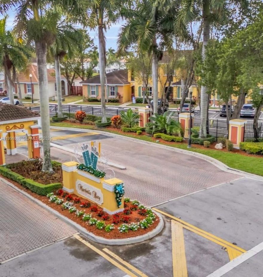 Beautifully maintained 3 Beds, 3 Baths townhome located in the gated community of Marbella Bay, open two-story layout perfect for both everyday living and entertaining. Upstairs, with 1 bed/1 bath downstairs. Currently rented until March 31,2027. NO LOW BALLS OFFERS! For offers Please Read Broker Remark. Do not send Offers with a Link or Via text.