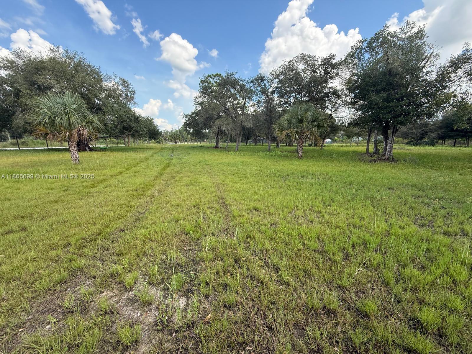 Lot terrain clean,flat, and fully fanced with sturdy livestock fencing. Includes a dedicated driveway with a vacant tube and onsite parking pad. Shade trees have been removed, preparing the property for future development.