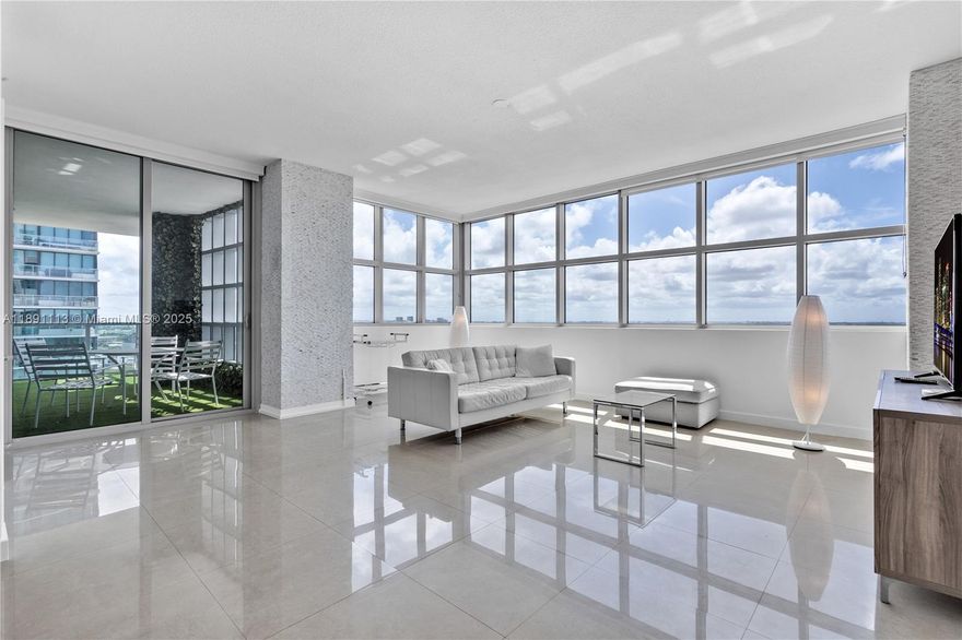 Beautiful and bright corner residence located in the contemporary Four Midtown condo, offering panoramic views of the Miami skyline. This furnished 2-bedroom, 2-bath unit features floor-to-ceiling windows, a spacious open-concept kitchen, and a split floor plan with en-suite bathrooms for both bedrooms. Enjoy plenty of storage space and a large wraparound covered balcony, perfect for relaxing or entertaining. The 24/7 secured building provides top-notch amenities, including a newly renovated swimming pool, jacuzzi, state-of-the-art fitness center and a stylish outdoor area with BBQ stations. Ideally located in the heart of Midtown with many restaurants and grocery stores, a few minutes from Miami Airport and the beaches, experience the vibrant Midtown lifestyle at its best!
