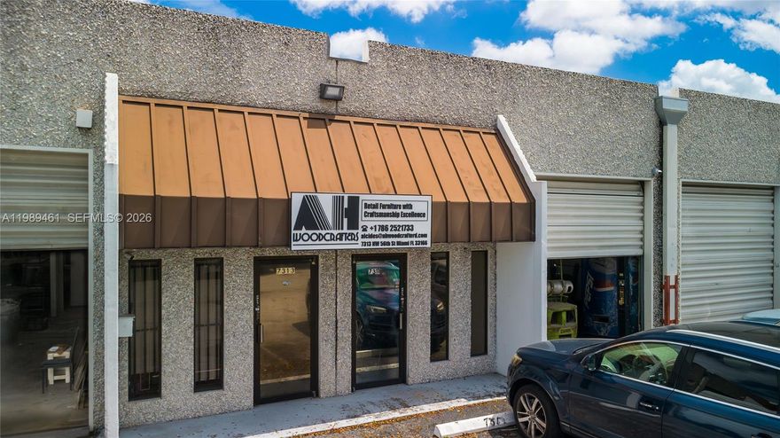 Excellent opportunity to acquire a 2,361 SF industrial warehouse condo in a prime Miami location. Currently used as a light manufacturing/woodworking shop, this unit offers flexible industrial use with high ceilings and functional layout. Ideal for owner-user or investor. Zoned for industrial use, suitable for a variety of businesses. Convenient access to major highways and central Miami locations. Well-maintained building with strong potential for appreciation.